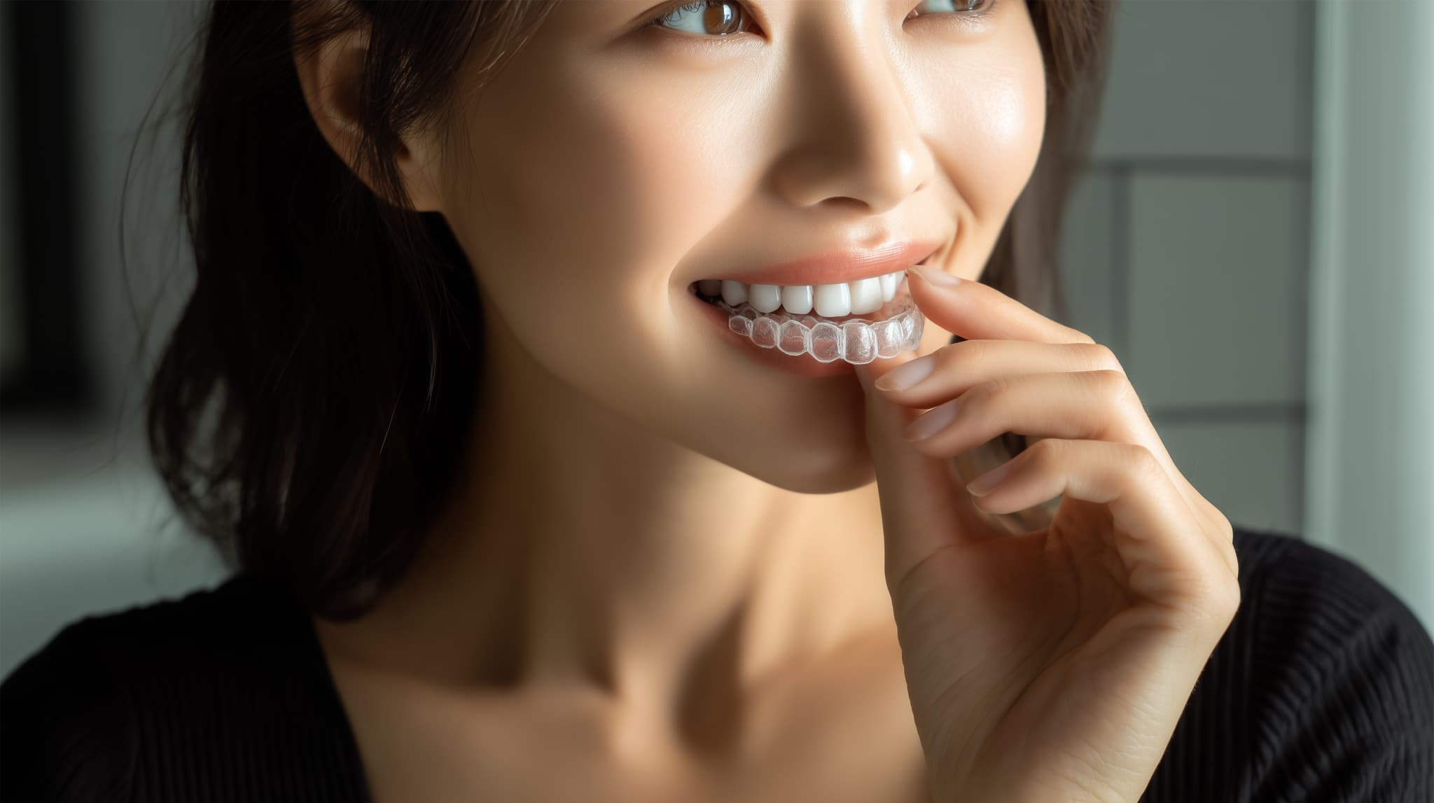 適切な使用でインビザラインを続ける女性