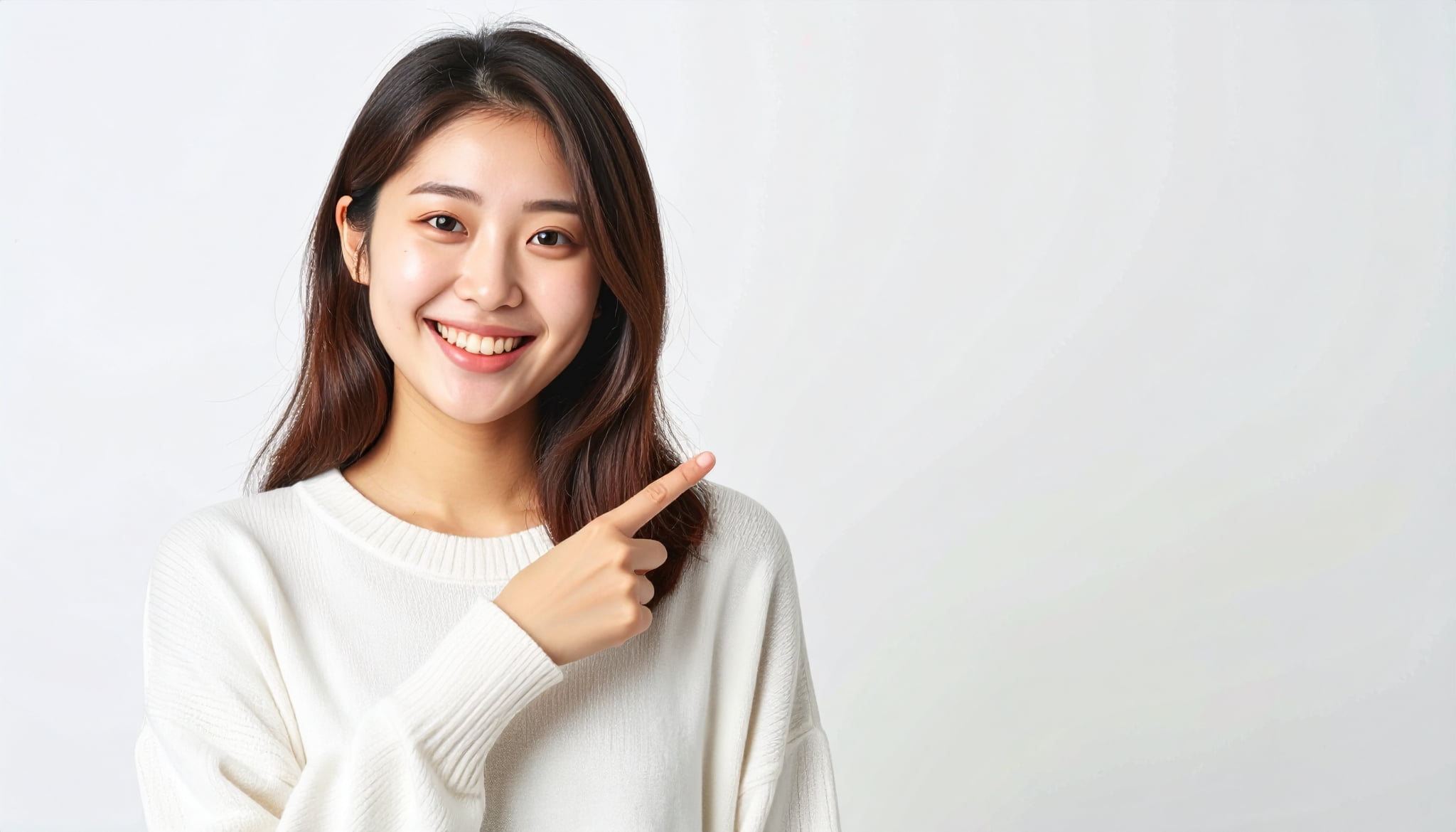 審美歯科について紹介する女性
