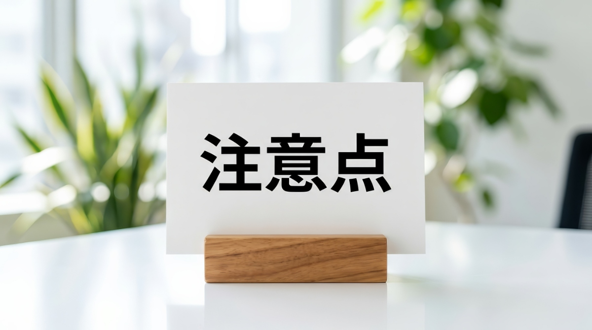 テーブルに置かれた注意点と書かれたカード