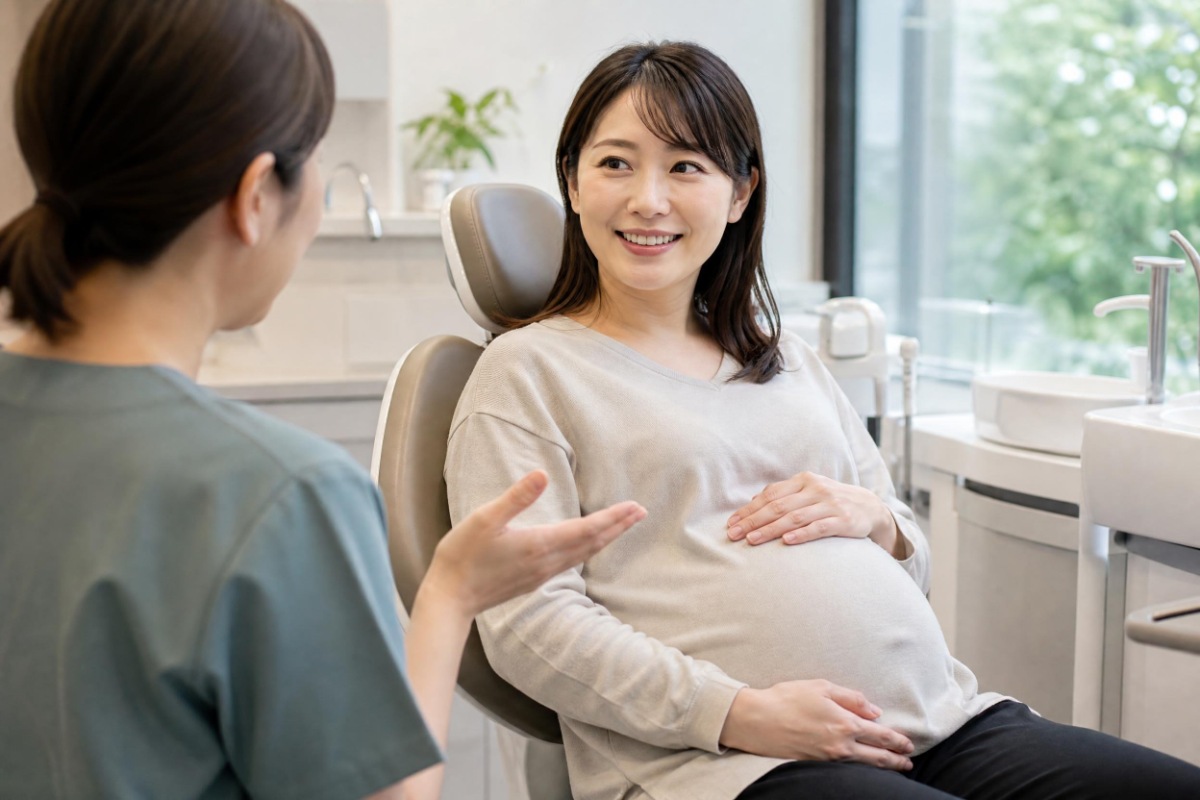 妊娠したことを歯科医に伝える患者